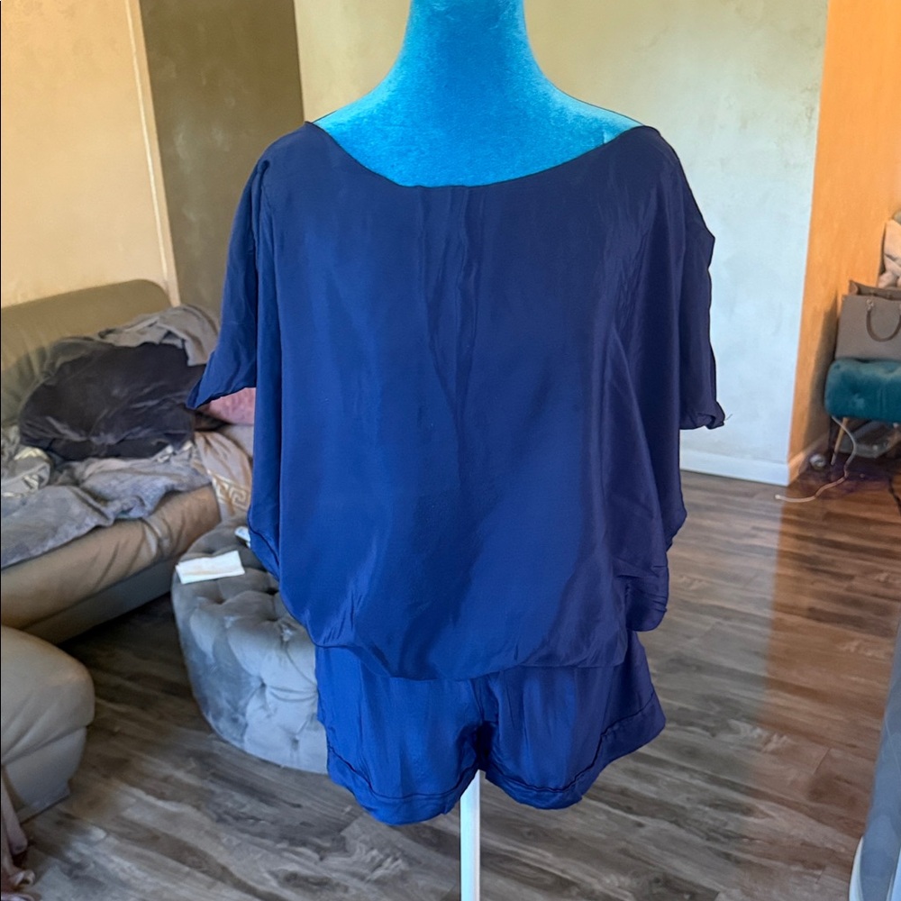 Navy Blue Off-Shoulder Romper